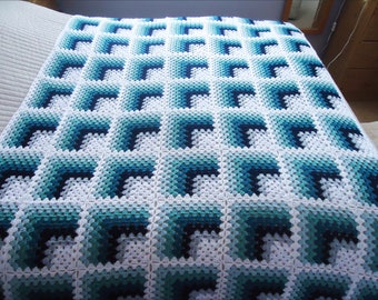 Crochet 3D Blanket, Afghan Blanket, Crochet 3D Throw, Crochet Blanket, Granny Square Blanket , Multicolour Afghan Blanket