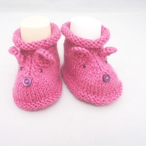 Handgestrickte Maus Booties, Süße Maus Booties, Rosa Maus Booties