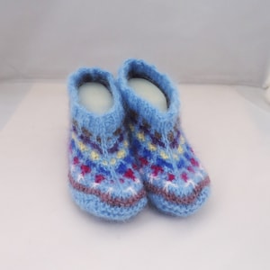 Mohair Knit Slippers: Blue Women&#39;s Indoor Home Socks