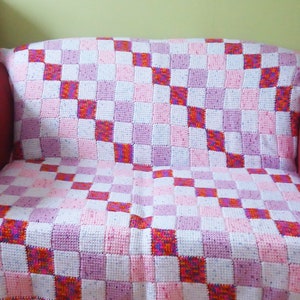 Crochet Blanket, Tunisian Crochet Blanket, Multicolor Throw