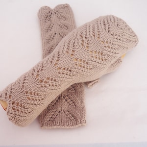 Fingerless Lace Mittens, Fingerless Mittens, Women Mittens, Mittens in Beige