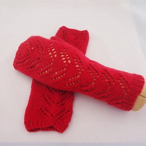 Fingerless Lace Mittens, Fingerless Mittens, Women Mittens, Mittens in Red