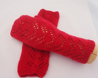 Fingerless Lace Mittens, Fingerless Mittens, Women Mittens, Mittens in Red