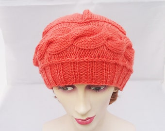 Orange Beret, Hand Knitted, Winter Hat, French Beret, Gift  display picture 3