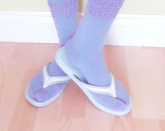 Hand Knit Flip Flops Socks, Japanese Style Socks, Split Toe Socks, Tabi Socks, Merino Wool Socks in Lavender