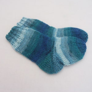 Hand Knit Baby Socks, Wool Baby Socks, Baby Socks in Blue