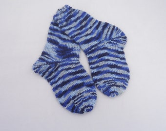Hand Knit Socks for Children, Toddlers Socks, Winter Socks, Kids Socks in Blue