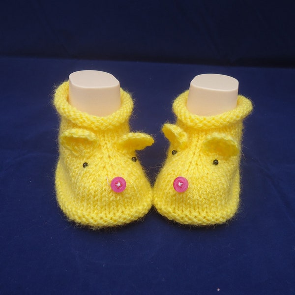 Mouse Booties, Cute Baby Booties, Yellow Mouse Booties, Booties for Baby