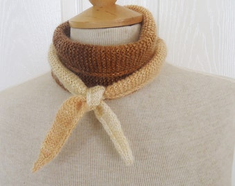 Hand Knit Mini Scarf, Mohair Sparkle Tapered Scarf, Knitted Neck Warmer, Tie Scarf