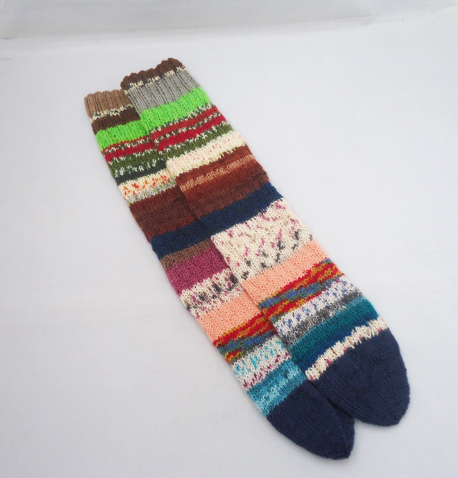 Hand Knit Tube Socks Women Spiral Socks No Heel Socks Etsy