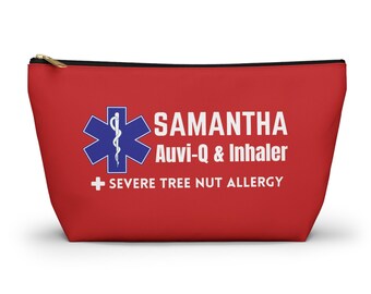 Severe Tree Nut Allergy Medication Pouch, Personalized Medical Alert Bag, Custom Name Auvi-Q Case, Inhaler Travel Pouch,School Emergency Bag