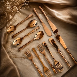 Besteck-Set aus reinem Kupfer - schweres Gauge-Gabel, Löffel & Messer-Besteck-Set
