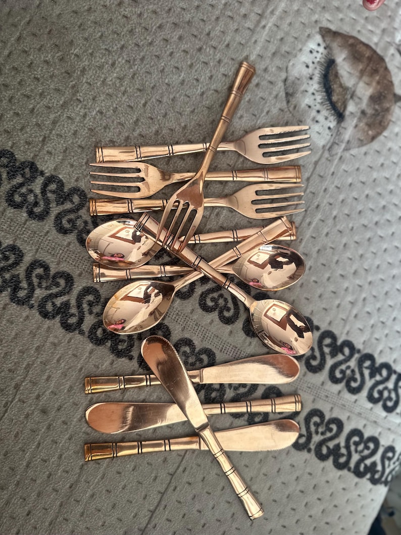 Pure Copper Cutlery Set – Heavy Gauge Fork, Spoon & Knife Flatware Set image 7
