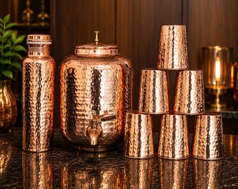 Pure Copper Oval Style Water Pot– 5/8 Liter Ayurvedic Water Storage Drinkware