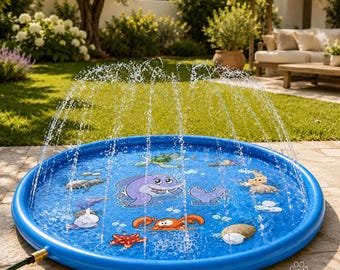 Tapis de jeu aquatique pour chiens, piscine à arrosage pour animaux, tapis de jeu d'eau extérieur pour l'été, jouet rafraîchissant pour chiots dans le jardin