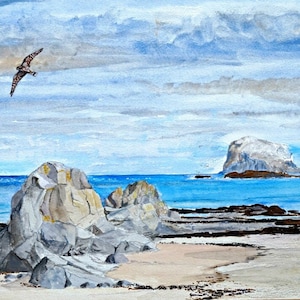 Scottish art print Bass Rock from North Berwick East Lothian Scotland Seascape Print.