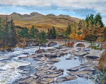 Fine art print of the Falls of Dochart in Killin, Scotland. Free UK Shipping.