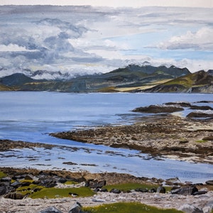 Scottish art print Isle of Skye print misty Cuillins and Blaven across Loch Eishort and Loch Slapin