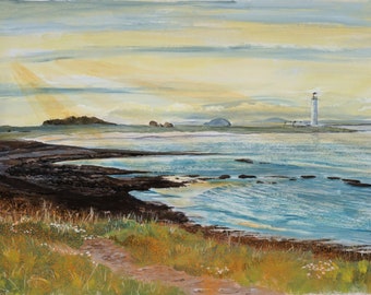 Barns Ness Lighthouse Print, East Lothian Print, Scotland Seascape Print, Signed Art Print