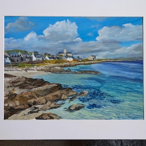 Iona village and Cathedral Scottish island seascape