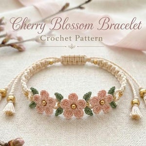 No-Sew Motiv häkeln Schmuck Muster, Kirschblüten Armband Amigurumi Schmuck, Halskette Armband Ohrringe Muster Bundle, Boho häkeln PDF