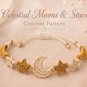 No-Sew Motif Crochet Jewelry Pattern, Celestial Moon and Star Amigurumi Jewelry, Necklace Bracelet Earrings Pattern Bundle, Boho Crochet PDF