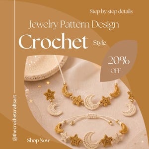 No-Sew Motif Crochet Jewelry Pattern, Celestial Moon and Star Amigurumi Jewelry, Necklace Bracelet Earrings Pattern Bundle, Boho Crochet PDF
