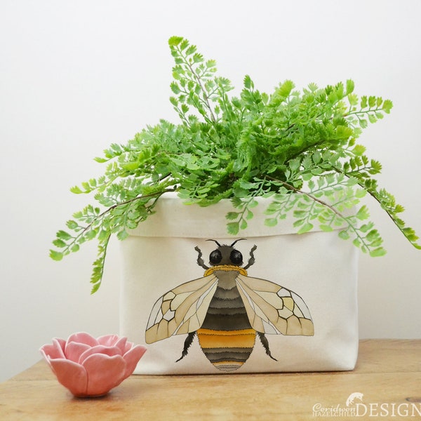 Bee Canvas Storage Box, Storage Solution, Storage Basket, Fabric Basket, Fabric Organiser, Storage Bin, Nursery Storage, Bee Gift