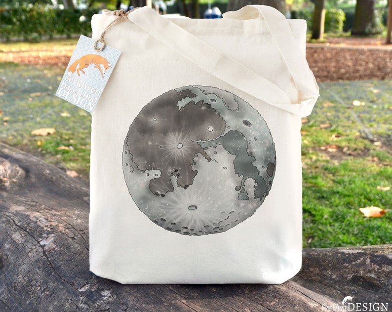Moon Tote Bag, Ethically Produced Reusable Shopper Bag, Cotton Tote, Shopping Bag, Eco Tote Bag, Reusable Grocery Bag, Stocking Filler 