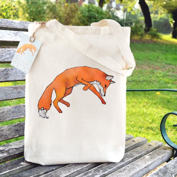 Leaping Fox Tote Bag, Ethically Produced Shopping Bag, Reusable Shopper Bag, Cotton Tote, Shopping Bag, Tote Bag, Stocking Filler, Fox Gift