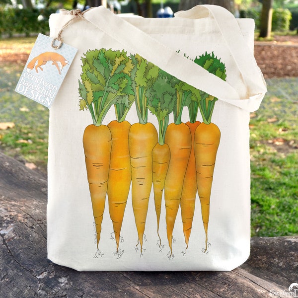 Carrots Tote Bag, Ethically Produced Reusable Shopper Bag, Farmers Market Bag, Cotton Tote, Shopping Bag, Eco Tote Bag, Reusable Grocery Bag