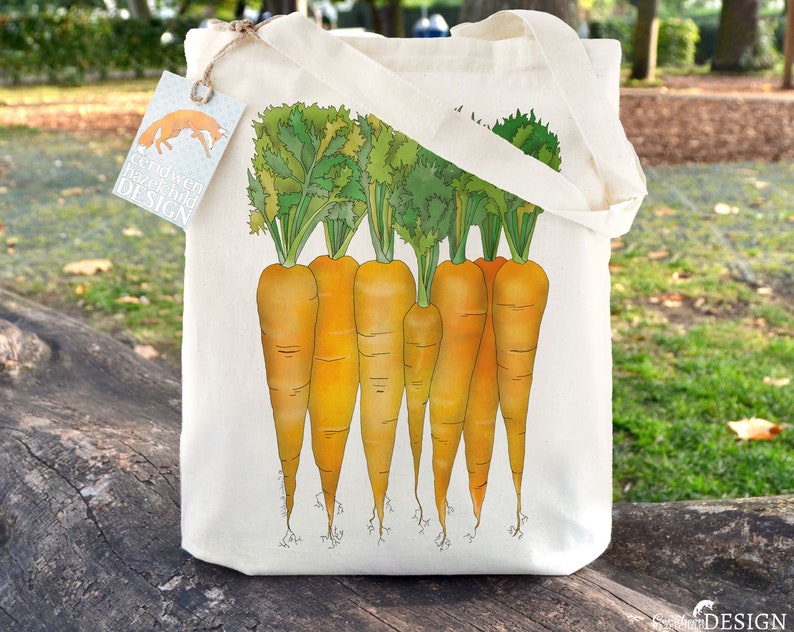 Carrots Tote Bag, Ethically Produced Reusable Shopper Bag, Farmers Market Bag, Cotton Tote, Shopping Bag, Eco Tote Bag, Reusable Grocery Bag 