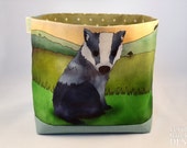 Badger Fabric Storage Box,  Storage Basket, Fabric Basket, Fabric Organiser, Storage Bin, Badger Gift