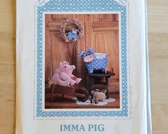 Creative Sewing Pattern IMMA PIG - by All Cooped Up - Vintage c. 1987 - 3 sizes - Folk Art Pigs - Becky Tuttle