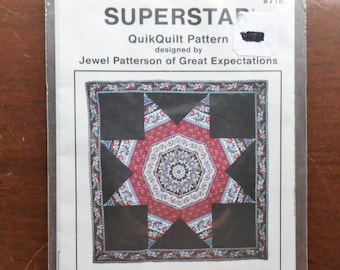 Full Size & Wall Quilt Pattern Kit SUPERSTAR by QuikQuilt #7181 Folk Art Quilting Making Crafts Designed by Jewel Patterson Easy Quick Fun