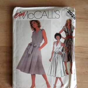 Easy McCall&#39;s Pattern 2028 Misses Dress and Tie Belt Sz 8 UNCUT Women&#39;s Clothes c. 1985 Sewing, Sleeveless Summer Sundress, Pullover
