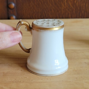 Set of 2 Muffineers / Sugar Shakers by Nippon - Hand Painted - Vintage 1900&#39;s - White and Gold China - Turn of the Century - Farmhouse