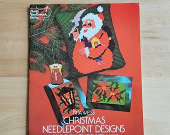 Vintage CHRISTMAS NEEDLEPOINT DESIGNS Pattern Book - by Rita Weiss - c. 1975 - Dover Needlework Series - 19 pages - 36 Charted Designs