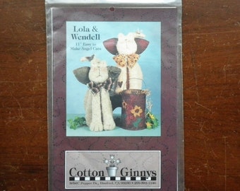 11" Angel Cats Crafting Pattern Lola & Wendell by Cotton Ginny's - Primitives Doll Making Shabby Home Decor - Stuffed Animal - c. 1996