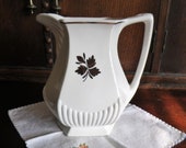 48 oz Ironstone Pitcher Wm. Adams Sons Tea Leaf Copper Pattern Water Milk English Micratex Jug Serving Farmhouse Table Cottage Decor Vase