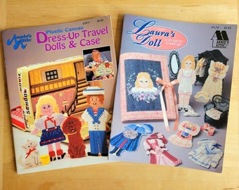 Plastic Canvas DOLL Pattern Booklet -CHOOSE ONE- Laura's Doll or Dress-up Travel Dolls & Case - Annie's Attic - c. 1990's