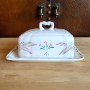 Rectangular Covered Butter Dish w/ Lid - Country Bloom by Mikasa - China Dishes - Malaysia - c. 1995