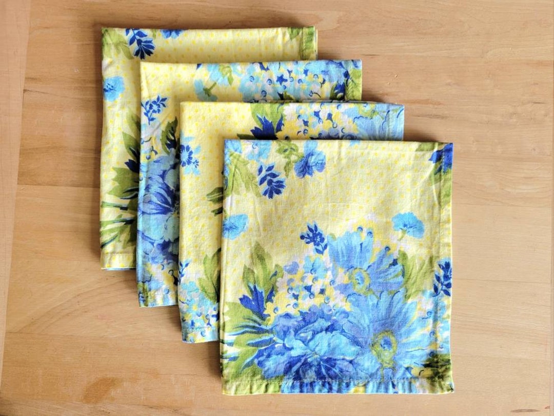 Set of 4 Vintage Cloth Napkins by April Cornell Floral Pattern Table