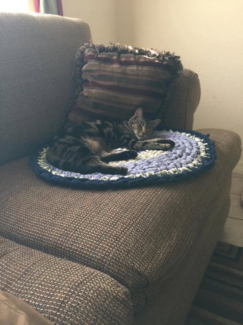 Crochet Rag Rug Pastel Rainbow One Round Artisan Cottage Chic Etsy