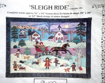 Sleigh Ride Quilt Pattern: Winter Scene, 35x44" (1991)
