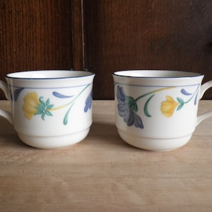 Lenox Pair of Flat Cups Buttercups On Blue - Tea Cup - Coffee Mug - Vintage China - Chinastone - Replacement Piece