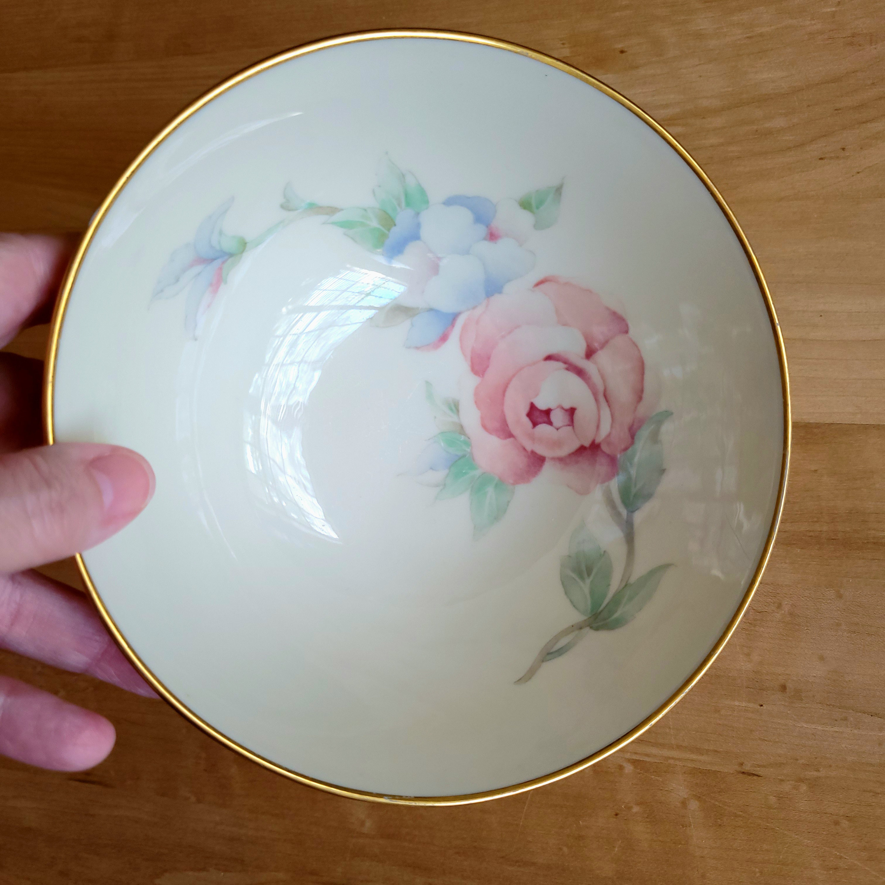Lenox Chatsworth Collection Bowl - Vintage Pink & Blue Flowers on