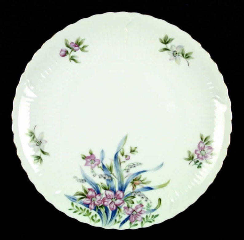 6 Saucers Small Plates GAYETY Pattern by Victorian China Made in Occupied Japan Vintage Gift Floral Flowers Gold Trim Serving Side Plate