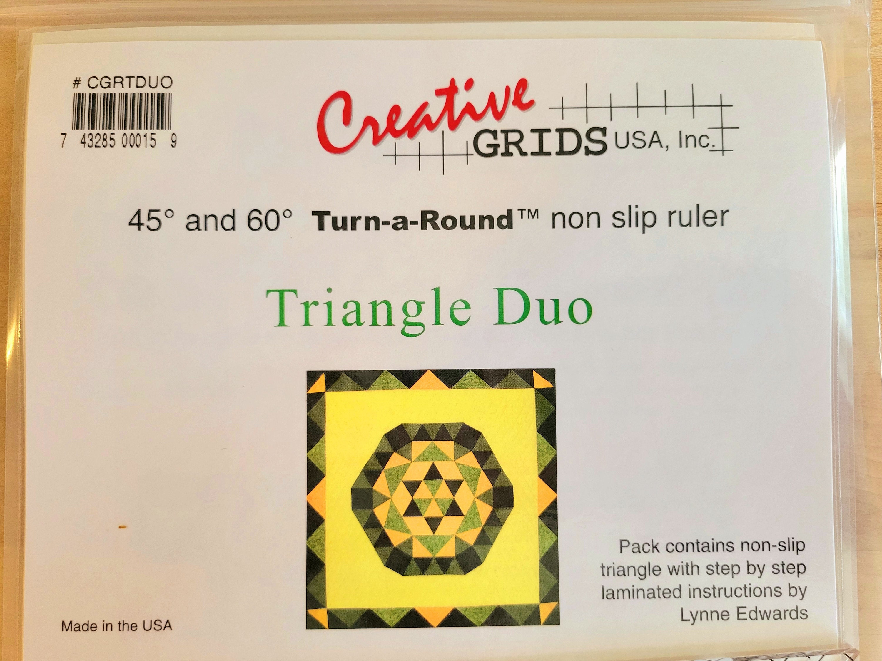 Creative Grids TRIANGLE DUO Plastic Template for 45 and 60 Turn-a