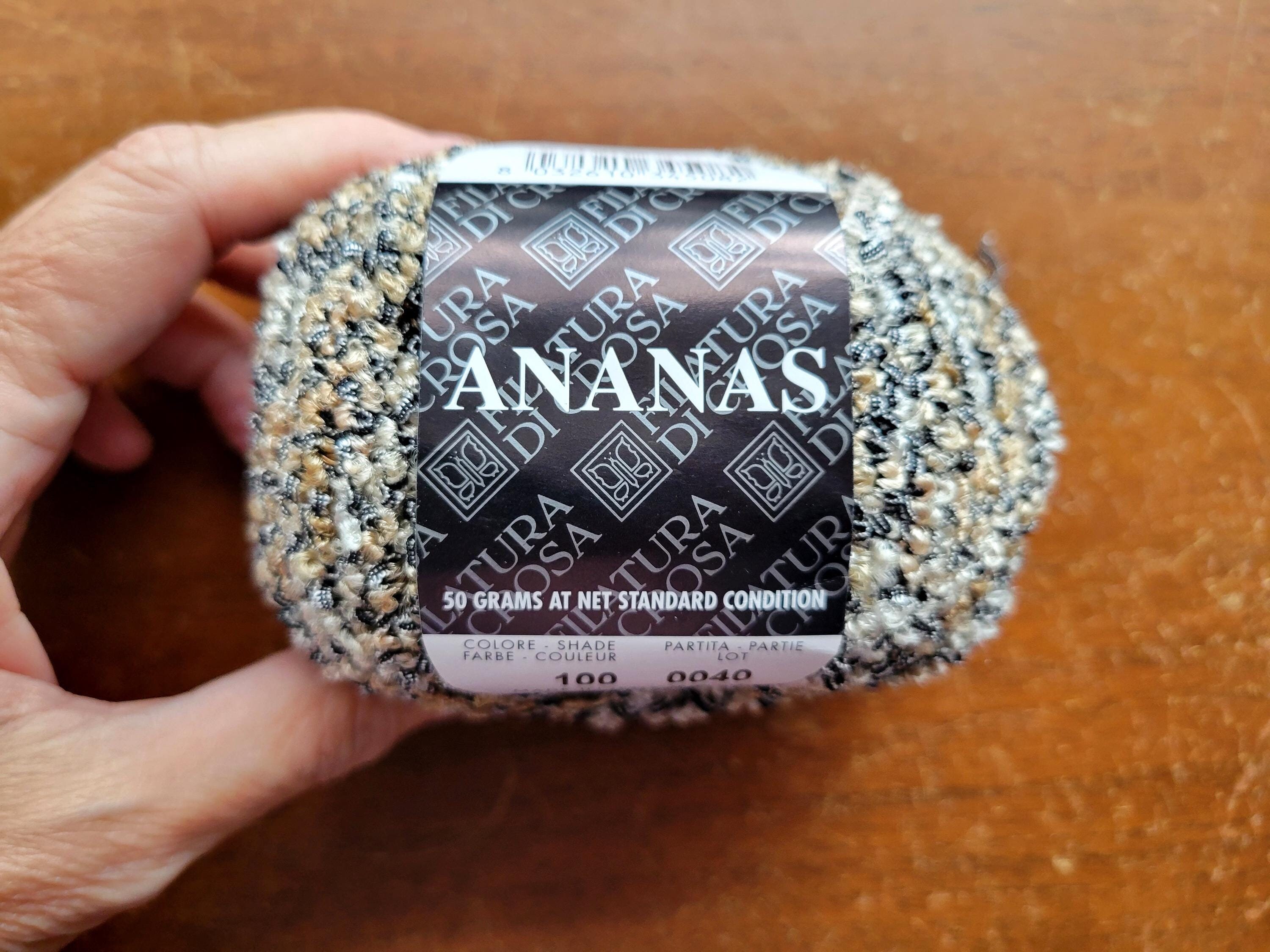 1 Ball Ananas Novelty Yarn - Biella - Color 100 - 50gm / 95yd - #7 Needle Size - Dye Lot 0040 - Made in Italy - Di Crosa